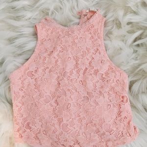 Pink Lace Crop Top
